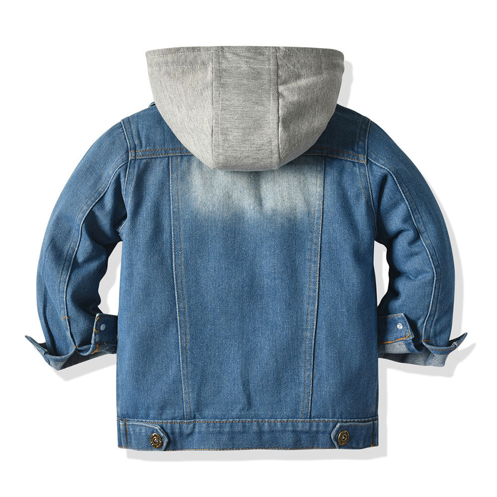 Children's Fake Two-piece Denim Jacket, Children's Hooded Fashion Casual Top - Daily Bright Xpress