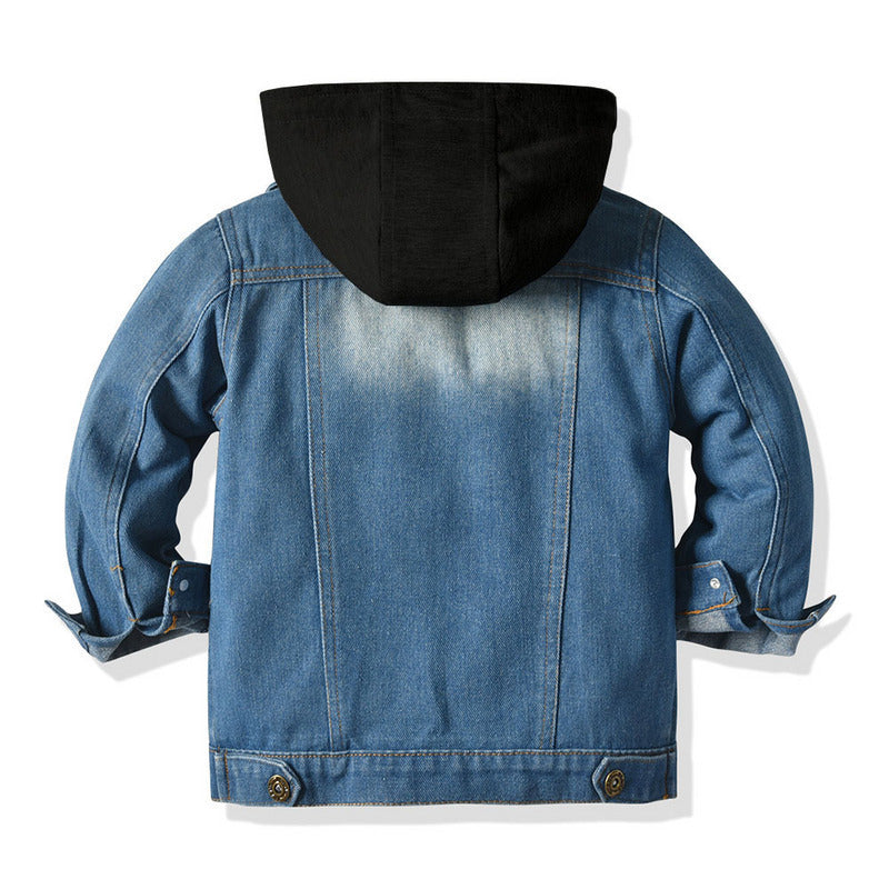 Children's Fake Two-piece Denim Jacket, Children's Hooded Fashion Casual Top - Daily Bright Xpress